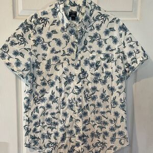 J. Crew Size Large Blue Floral Button Down Shirt NWT